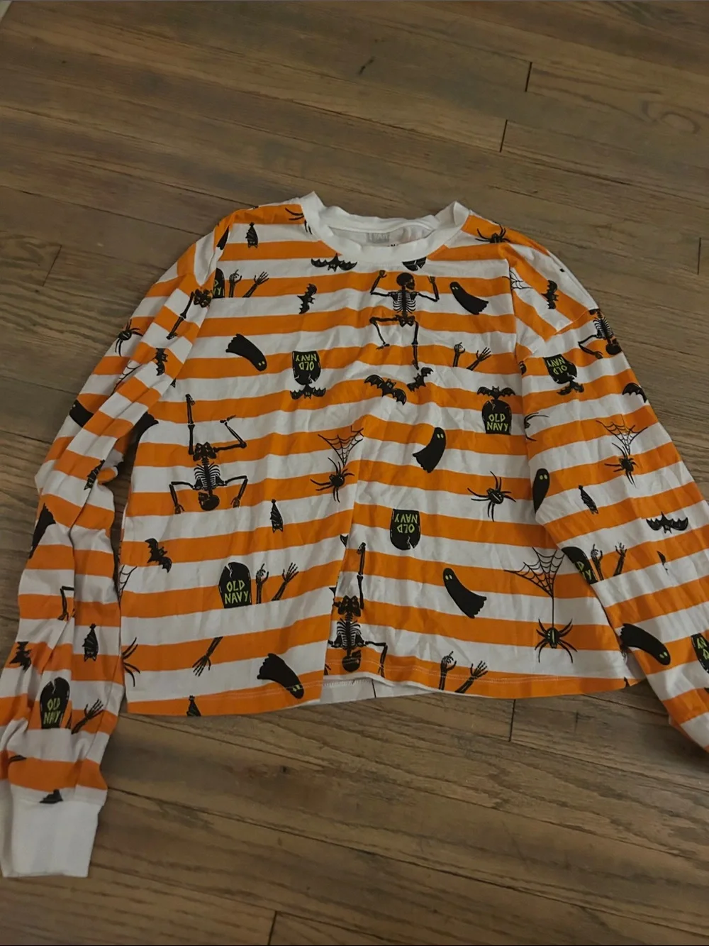 Old Navy Orange and White Striped Halloween Pajama Set